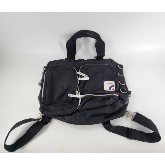 Ben Sherman 2in1 Cargo Backpack Messenger Bag Mens Black Pockets Casual Travel